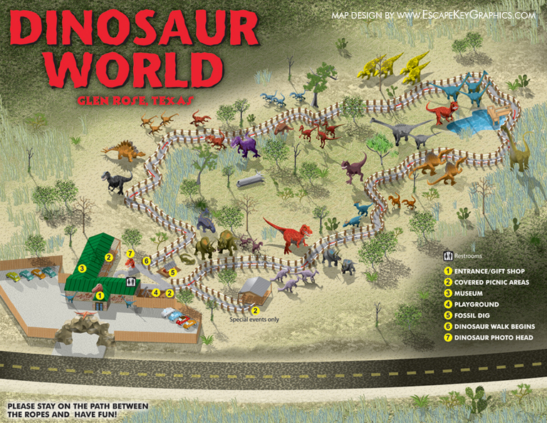 dinosaur world texas theme park map