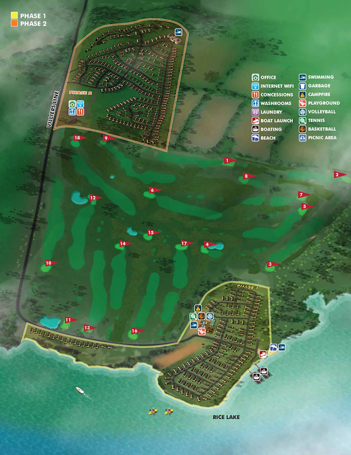 Illustrated map with golf course