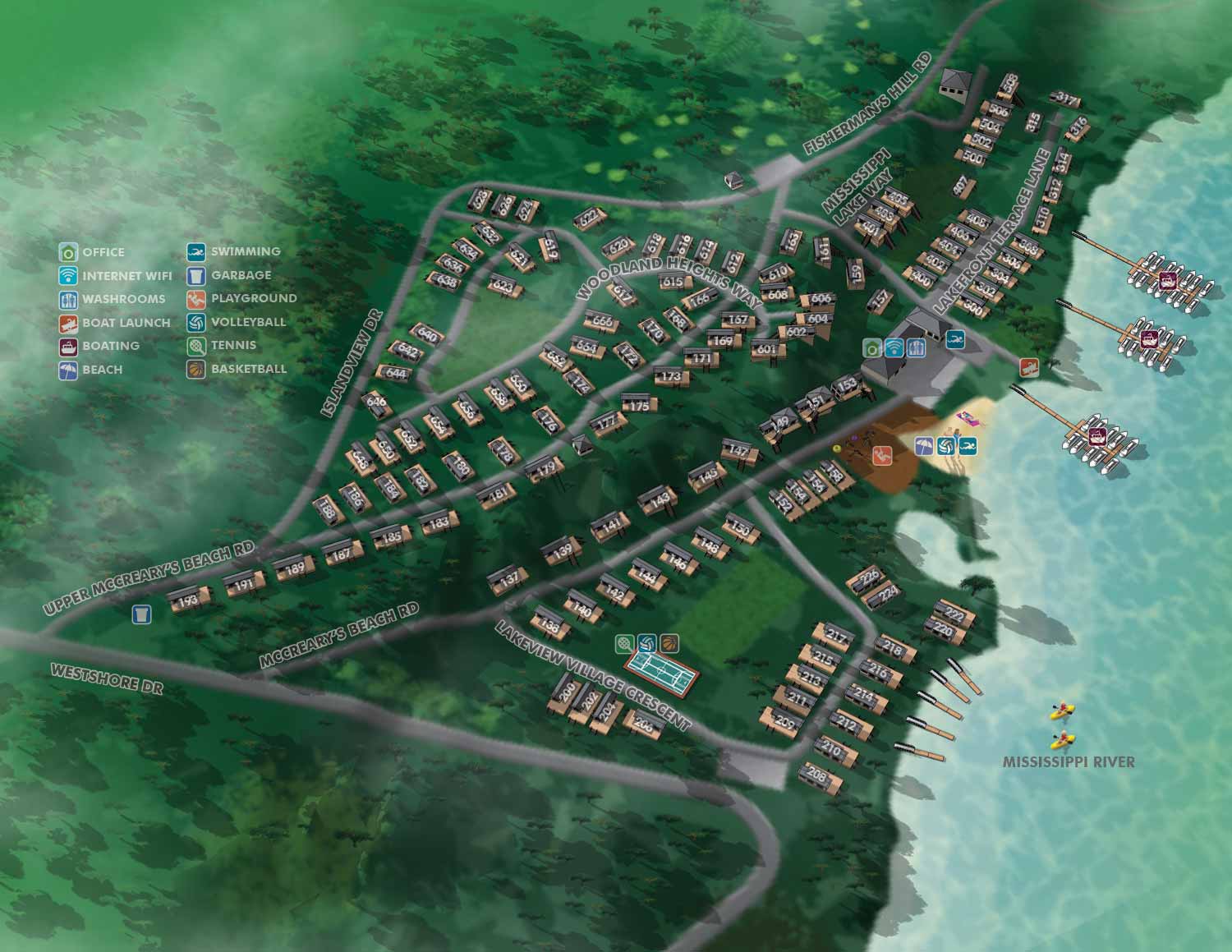 Illustrated map of a resort area